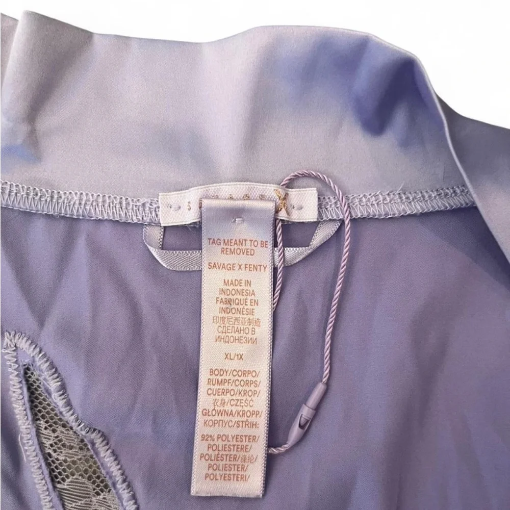 SavageXFenty Lilac Satin Robe with Lightning Bolt XL 1X - Picture 6 of 9